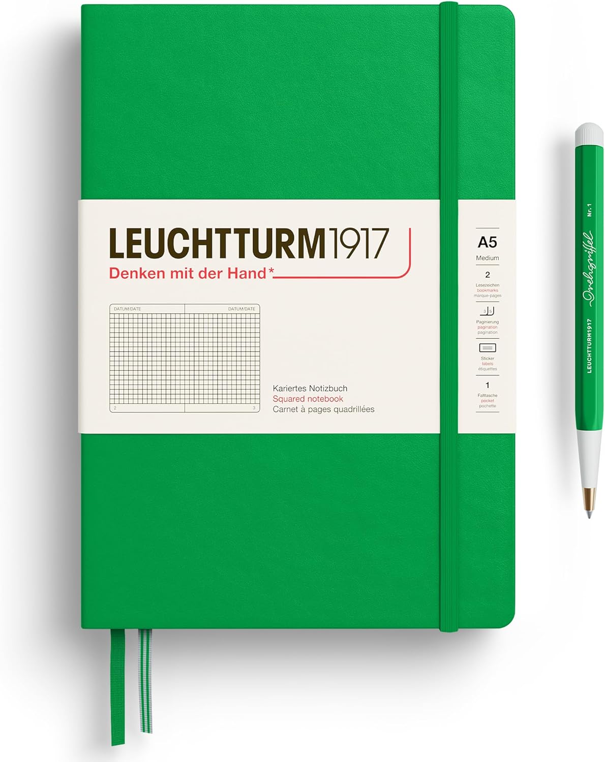LEUCHTTURM1917 - Notebook Hardcover Medium A5-251 Numbered Pages for Writing and Journaling - Thinking Ahead (Plain Paper, Spice Brown)