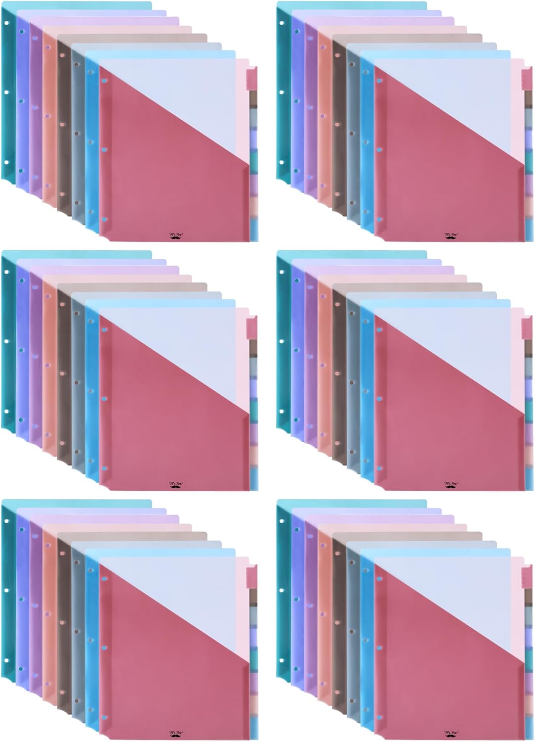 Mr. Pen- Binder Dividers with Pockets and Tabs, 1 Set, 8 Tabs/Set, Colorful, 3 Ring Binder Dividers with Tabs and Pockets on Both Sides