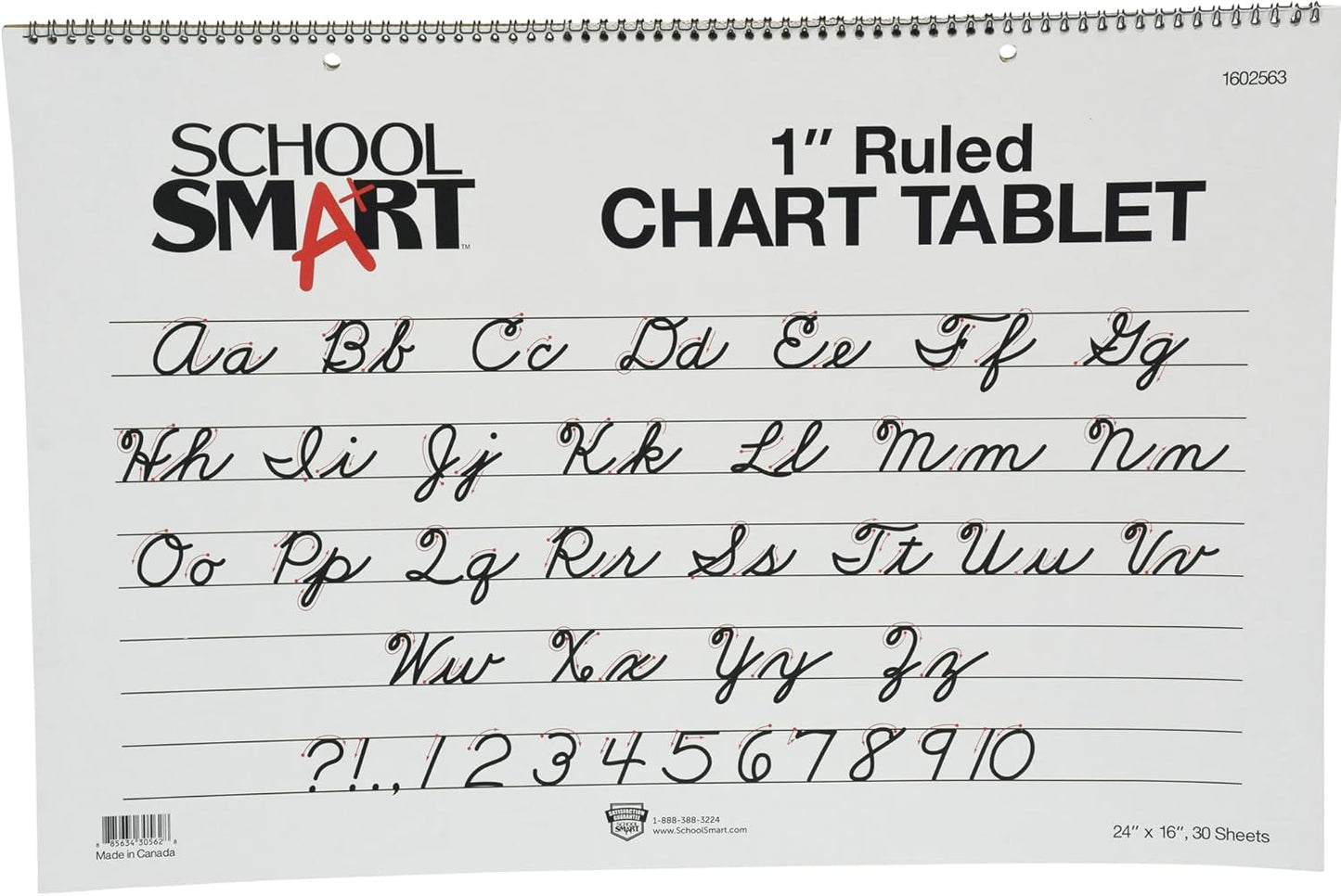 School Smart Chart Tablet, 24 x 16 Inches, 1 Inch Rule, 25 Sheets