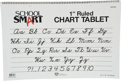 School Smart Chart Tablet, 24 x 16 Inches, 1 Inch Rule, 25 Sheets