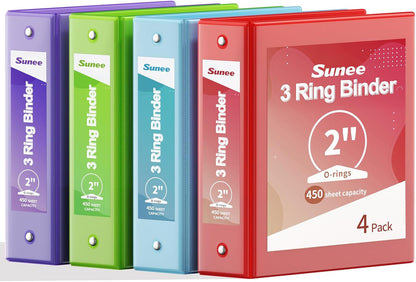 SUNEE 1/2 Inch Binders 3 Ring 10 Pack Bulk, PVC-Free Clear View Half Inch Binders (Fits 8.5x11 Inches) for School, Office & Home Use, White