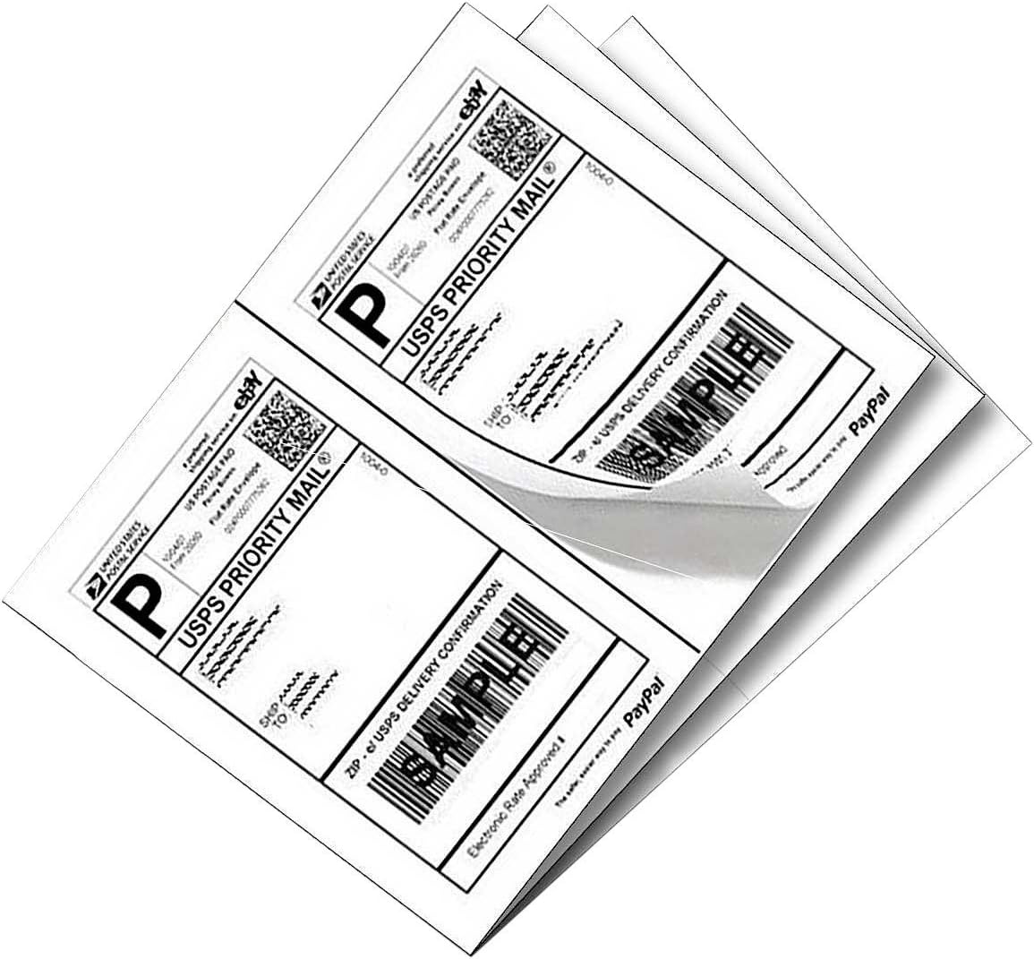 SJPACK 1000 Half Sheet Self Adhesive Shipping Labels, 8.5" x 5.5" Address Labels for Laser & Inkjet Printers(1000 labels-500 Sheet)