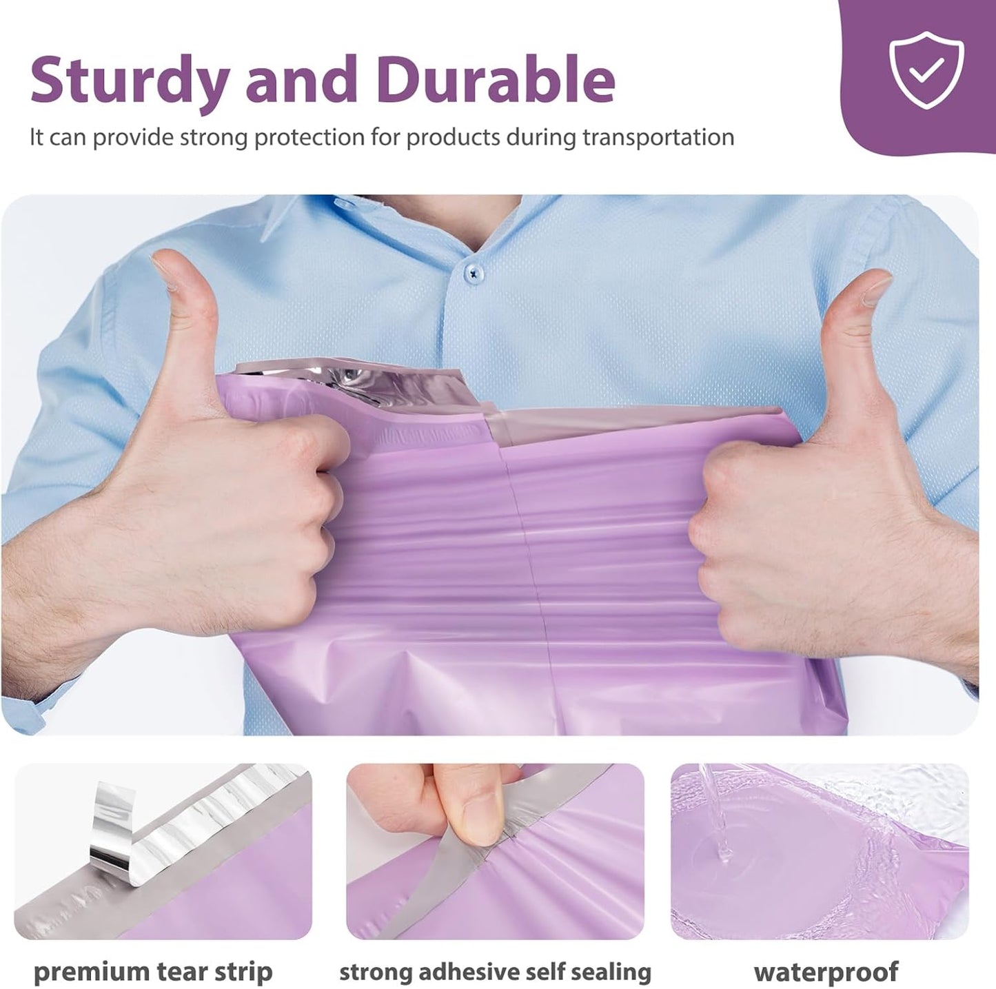 Fuxury Poly Mailers 14.5x19 Inch 50pc Shipping Bags for Small Business Mailing Envelopes for Clothing,Self Seal Shipping Envelopes Waterproof Poly bags Durable Packaging Bags Light Pink