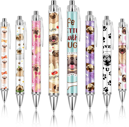 Ireer 8 Pcs Ballpoint Pens for Women 1.00 mm Cute Black Ink Pens Fine Point Smooth Writing for Journaling Aesthetic Office Supplies (Mahjong)