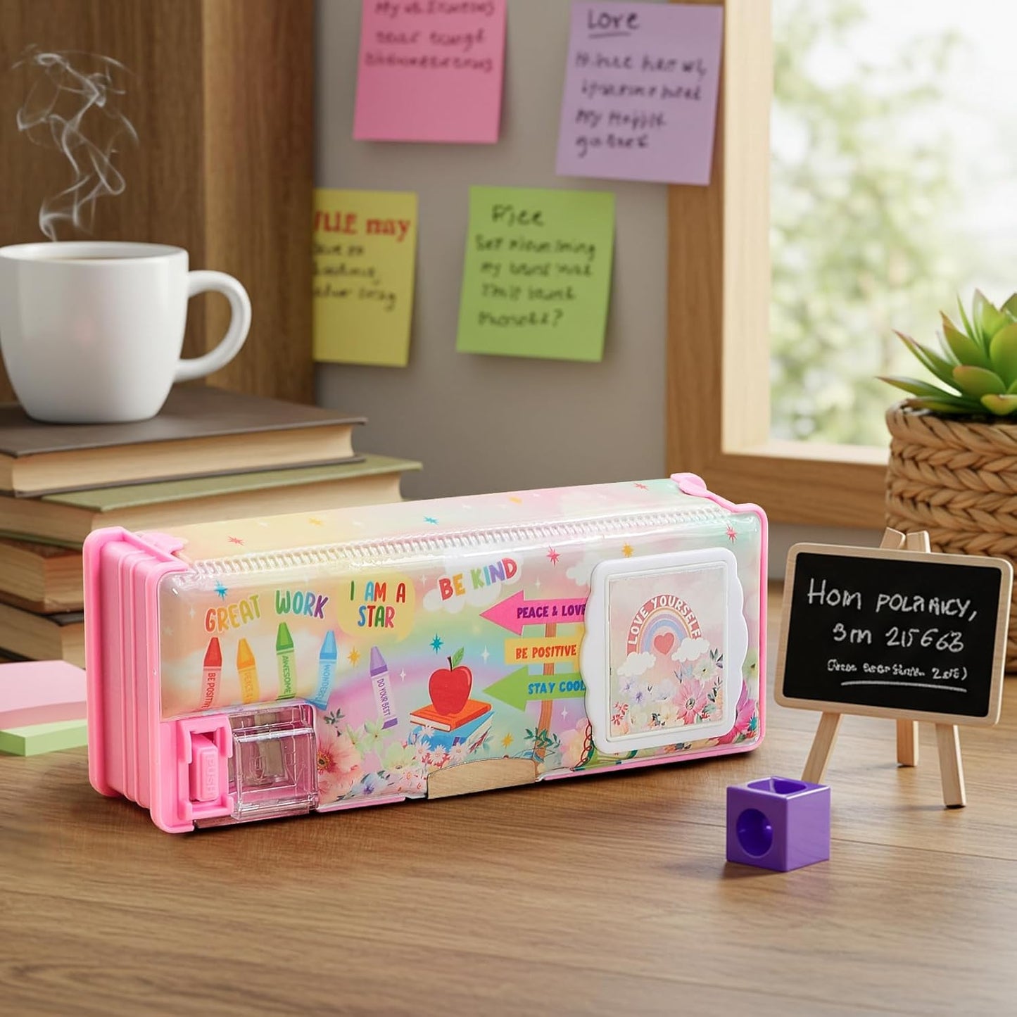Henoyso Multifunctional Pencil Box for Girls Butterfly Pencil Case with Calculator and Sharpener Cool Cute Pencilcase School Supplies Essentials Christmas Birthday Gift Present for Kids Teens