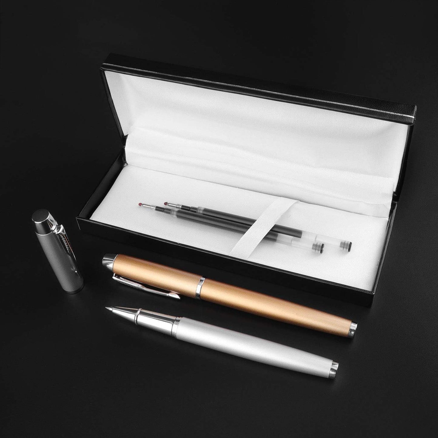 8 Pieces Replaceable Ballpoint Pen Refills Work for Most Brands Pens with Smooth Writing,Free-Flowing German Ink with Medium 0.5mm Ballpoint Tip(Black Refills and Length 4.4inch)