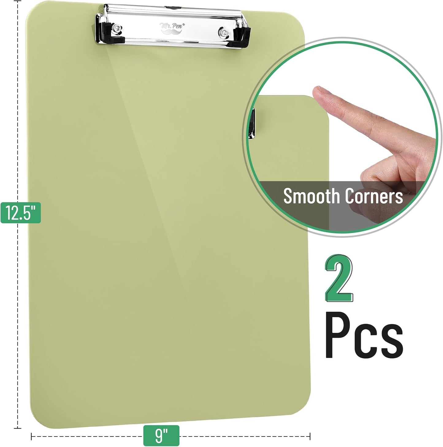 Mr. Pen- Plastic Clipboard, 12.5" x 9", 2 Pack, Clipboard Plastic, Low-Profile Metal Clip with Retractable Hanging Hole