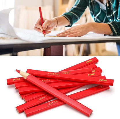 10Pcs Red Carpenter Pencils,170mm Flat Octagonal Carpentry Hard Construction Pencils, Wooden Lead Pencil, Flat Wooden Lead Carpenter for Wood Working Architect Marking(Red)