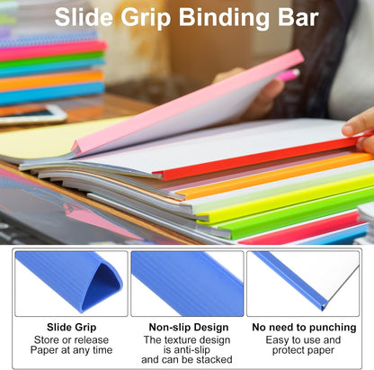 PATIKIL 30Pcs Binding Bars, 10mm Binding Bars Slide Grip 70 Sheets Capacity A4 Size Report Binder Triangle Presentation Binder for Report Cover Resume, White