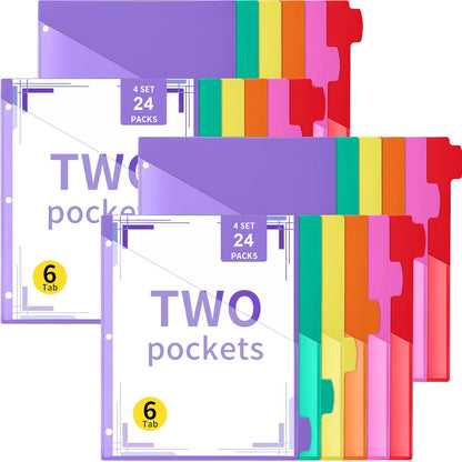 Epakh 12 Pcs Binder Dividers for 3 Rings Binders Index Dividers with Two Clear Pockets Plastics Sheets Protectors with Tab Labels for School Office Organization (Morandi)