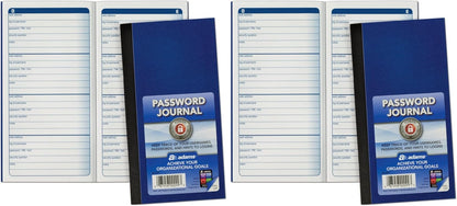 Adams Password Journal, 1 Count, 6.25 x 3.25 Inches, Blue, Alphabetically Organized with 4 Entries Per Page, 48 Pages, Pocket-Sized Login Companion (APJ99)