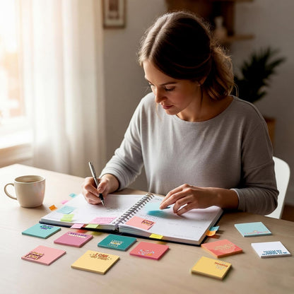 Yinder 48 Pcs Inspirational Sticky Notes Cute Motivational Sticky Notes Pad End of Year Employee Appreciation Gifts Bulk for Teacher Nurse Coworkers Office Supplies 3 x 3'' (Thank You,Dark Color)