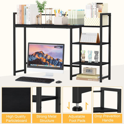 Snughome Desk Shelf, 38.6" Desktop Organizer Shelf, Desk Hutch for Computer Monitor, 4 Tier Desk Display Rack, Wood Desktop Bookshelf Storage Rack for Home Office Dorm, Rustic Brown | Desk Hutch, Computer Monitor, Desktop Display Rack, Home Office Dorm