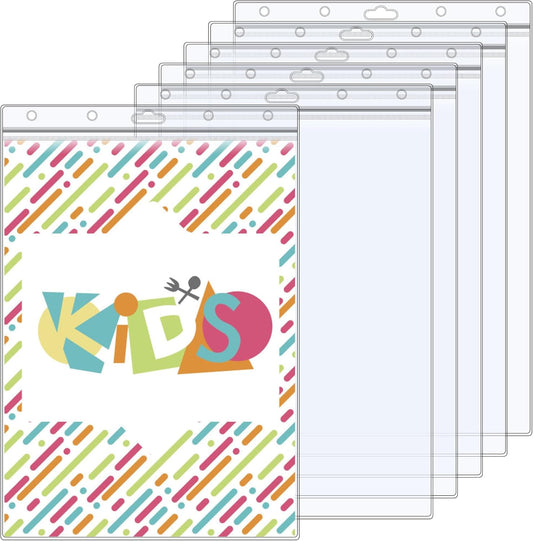 6 Pack 8.5" x 11" Resealable Zip Sheet Protectors, Waterproof Clear Rigid Plastic Sleeves for Documents, Photos, Certificates, and Wall Sign Displays, Heavy Duty Page Protectors