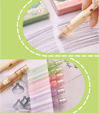 MOZXIRZ 4 Pcs Cute Mechanical Pencils with Top Eraser 0.5mm Cartoon Space Mechanical Pencil School Pencil for Women (6pcs Space)