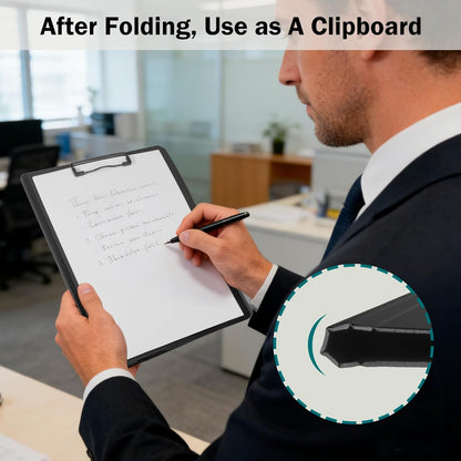SITHON Foldable Clipboard Folder with Pen Slot, 360° Rotating PP Writing Pad with Dual Low Profile Metal Clips, Durable A4/Letter Size Document Folder for Nurses Classroom Business Office