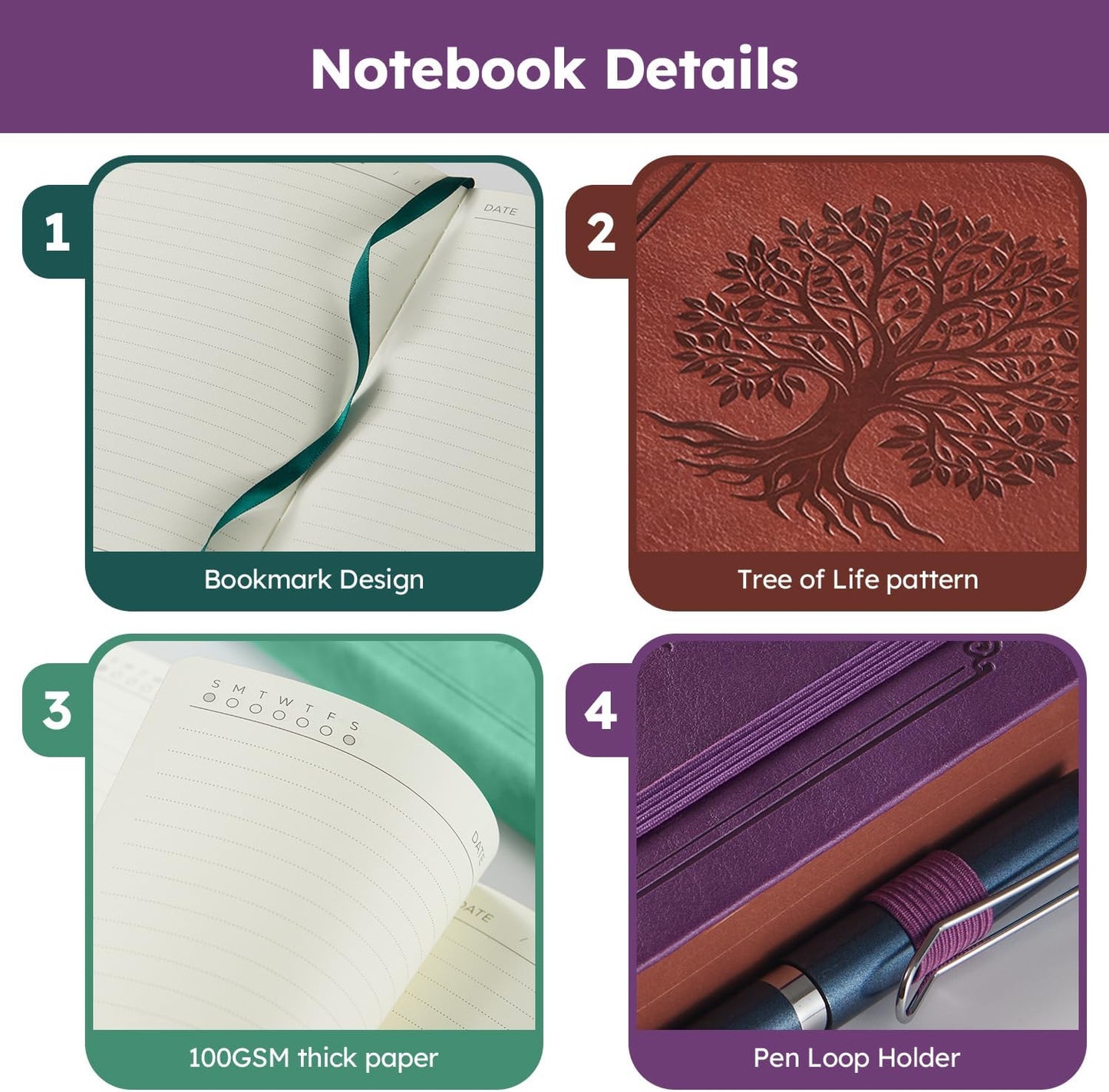 Hardcover Lined Notebook Journal for Writing, 320 Pages Leather Thick College Ruled Notebook Journal with 100GSM Paper, A5 (5.7'' X 8.4'') Daily Journal for Women Men Work Organization, Black