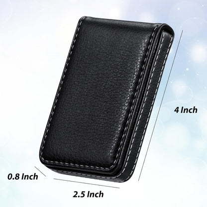 Outus 2 Pieces Business Card Holder, PU Leather Business Card Case Pocket Wallet with Magnetic Shut for Valentines Gift Men Women(Black and Coffee,Classic)