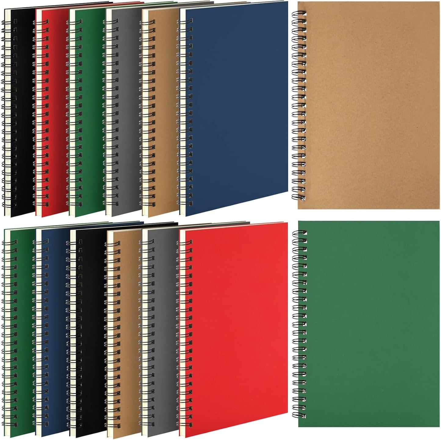 Leelosp 12 Pack Small Spiral Notebook Lined Spiral Journal College Ruled Notebook Wire Bound Kraft Cover, 120 Pages for Work (Multicolor,5.5 x 8.3 Inch)