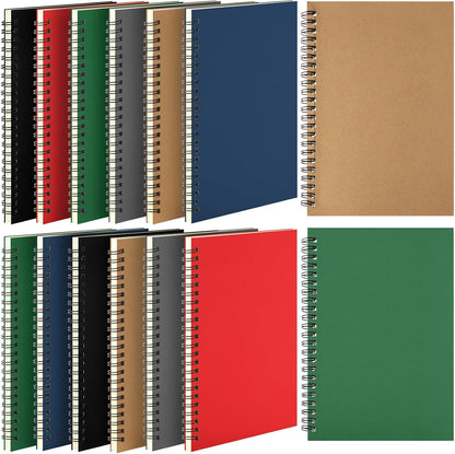 Leelosp 12 Pack Small Spiral Notebook Lined Spiral Journal College Ruled Notebook Wire Bound Kraft Cover, 120 Pages for Work (Multicolor,5.5 x 8.3 Inch)