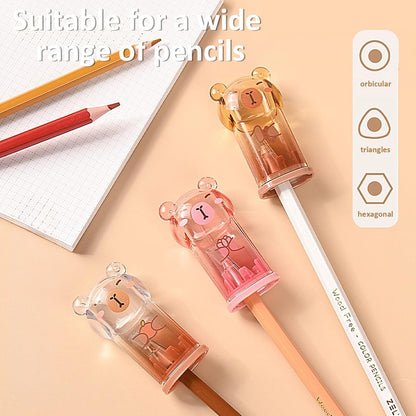 4Pcs Cute Pink Capybara Retractable Eraser and Capybara Pencil Sharpener,Capybara Cute Birthday Christmas Gifts Set for Kawaii Office School Home Supplies