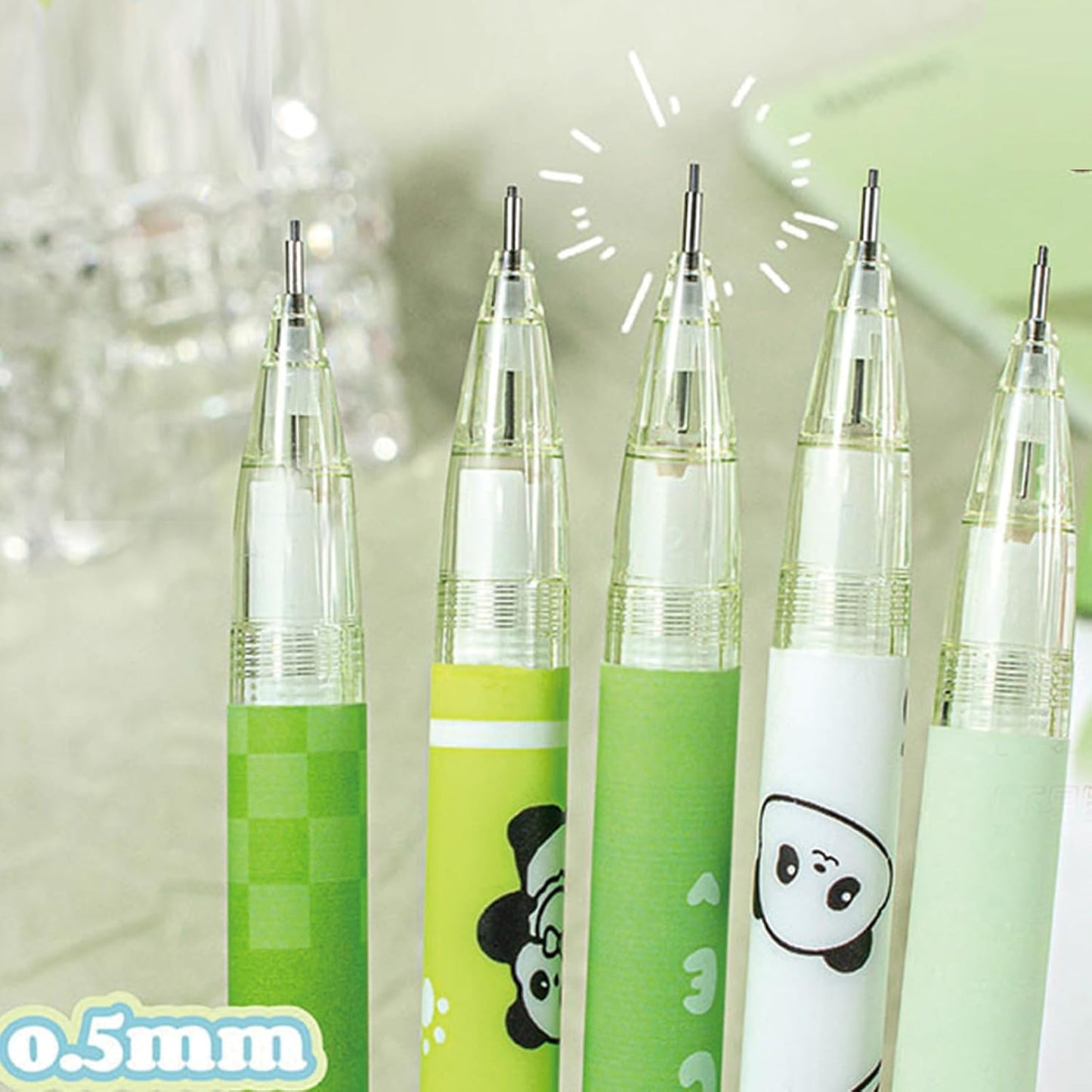 MOZXIRZ 4 Pcs Cute Mechanical Pencils with Top Eraser 0.5mm Cartoon Space Mechanical Pencil School Pencil for Women (6pcs Space)