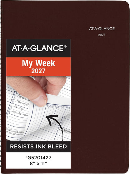 AT-A-GLANCE 2026 Appointment Book Planner, Weekly, 8" x 11", Large, Quarter-Hourly, DayMinder, Black (G5200026)