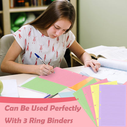100 sheet Half Letter Graph Paper Refill 3 Hole Punch 5-1/2 x 8-1/2 College Ruled Grid Paper Pad Math Graph Paper Pad Colored Mini Binder Paper Planner Inserts Fits 3 Ring Binders For Office
