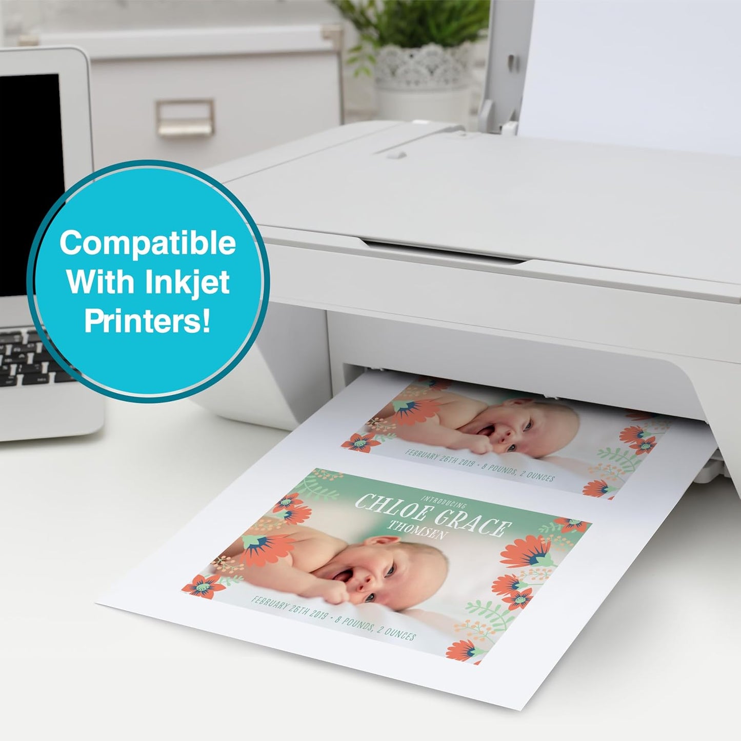 PrintWorks White Matte Cardstock 8.5" x 11" - 50 Sheets - 199 gsm Paper/110 lb Cardstock - Prints Like Matte Photo Paper - Ideal for School & Crafts - Photo Card Stock Made in the USA (00567)