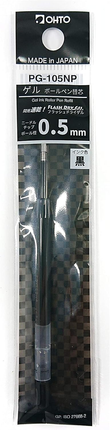 OHTO Flash Dry Gel Ballpoint Pen Refill 0.5mm [Black] PG-105NP (Japan Import)
