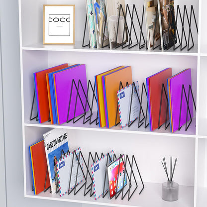 TOPCJ 2 Sets Triangle File Folder Rack,7 Sections File Holder,File Storage Sorter/Stand,Desktop File Organizer,Wire Organizer Rack,Magazine/Paper Folder Holder,Letter/Legal, Anti-Scratch/Rusty
