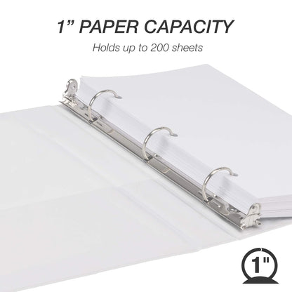 Samsill Economy 3 Ring Mini Binder, 1-Inch Round Ring Binder, Holds 100 Sheets, Black, 6 Pack (MP32300)