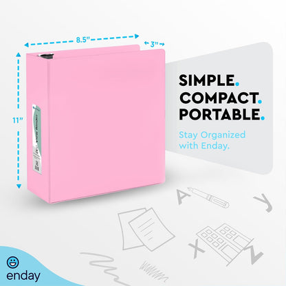 Enday 1.5 Inch Binder, Green - 1.5 Inch 3 Ring Binder, Round Ring Pastel with Clear View Cover for Letter Size 8.5 x 11'' Paper & 2 Inside Pockets, Ideal for School Supplies, Office, and Home