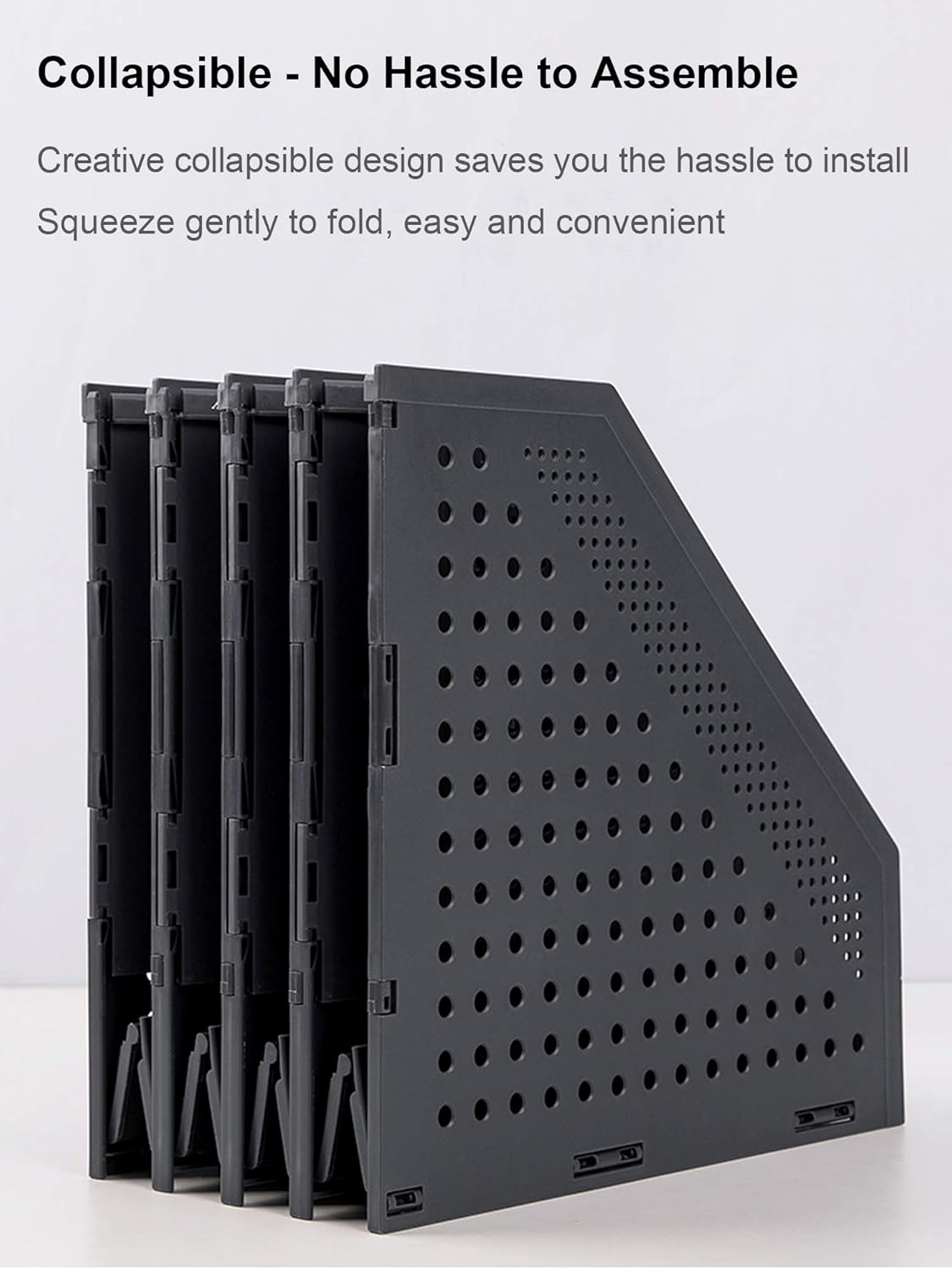 Leven Collapsible Magazine File Holder/Desk Organizer for Office Organization and Storage with 4 Vertical Compartments