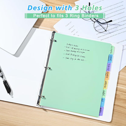 8-Tab Binder-Dividers with Tabs, Write & Erase Divider Tabs for 3 Ring Binders with 3 Holes 8 Pastel Colors, 16pcs, (8 Tabs-2 Pack)