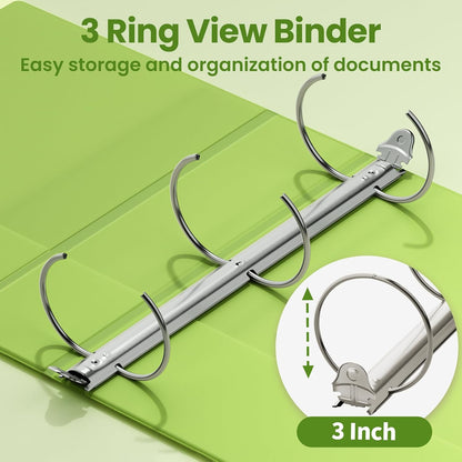 SUNEE 3 Ring Binder 3 Inch 1 Pack, Clear View Binder Three Ring PVC-Free (Fit 8.5x11 Inches) for School or Office Supplies, Pink