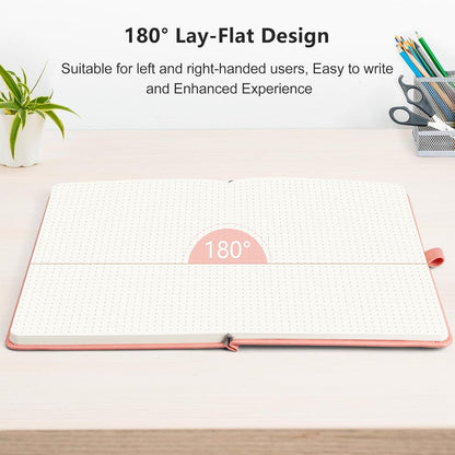 RETTACY Graph Grid Paper Notebook, 192 Pages, A5 Medium Size (5.7'' x 8.3''), 5 Squares per Inch, Leather Hardcover, 100 GSM Thick Paper, for School, Students, Math, Engineering (Brown)