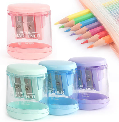 Tamaki 4 Pack Pencil Sharpeners Manual Dual Holes Compact Colored Handheld Pencil Sharpener for Kids, School, Office