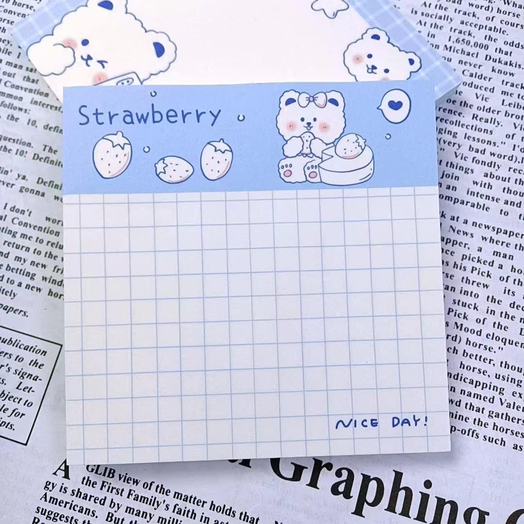 4 Pack Cute Sticky Notes Kawaii Sticky Notes Memo Pad 3.1x3.1 Inches Self-Stick Note Pads Colorful Fruit Sticky Note Pads for Girls DIY Office Home School (320 Sheets), 4 Pads 80 Sheets/Pad
