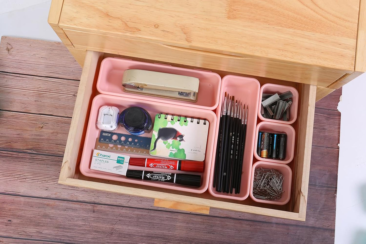 Kutesna 15 PCS Interlocking Desk Drawer Organizer Separator for Office,Bathroom,Kitchen,Makeup（Black）