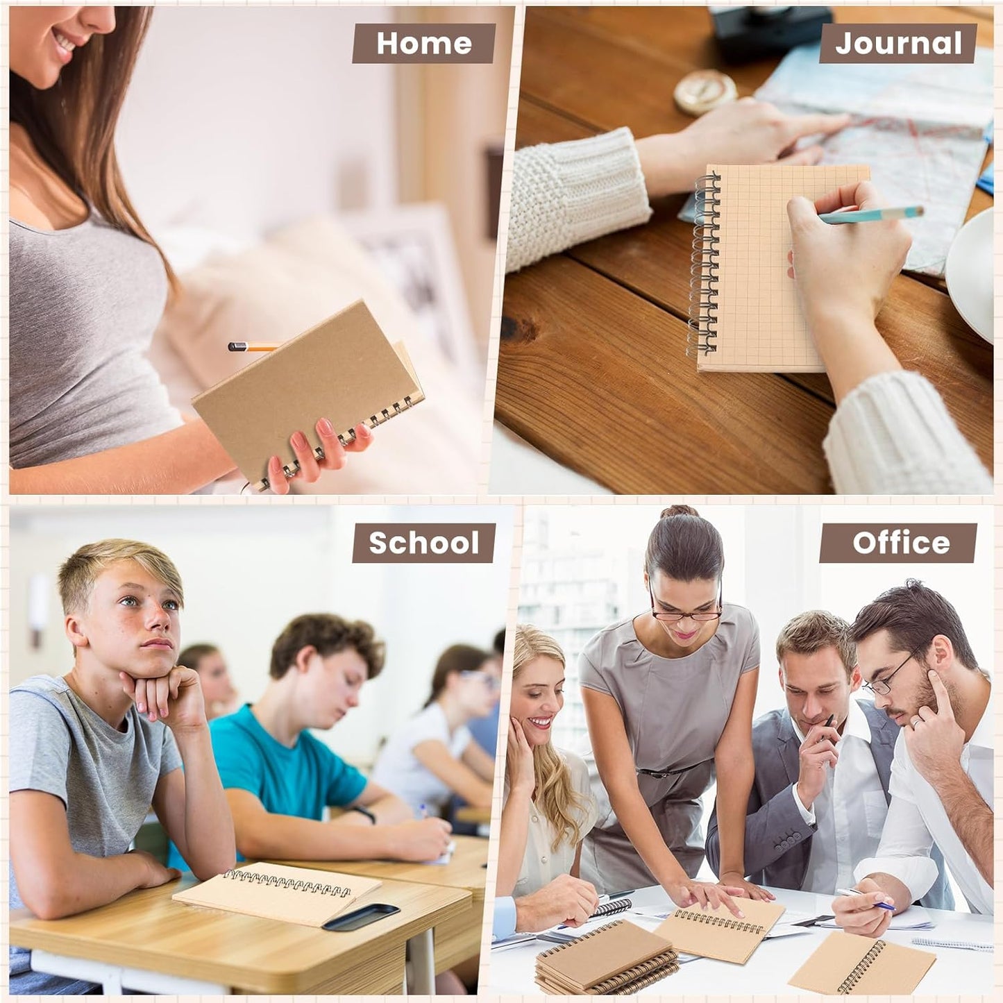 Jutom 6 Pcs Small Graph Paper Pads Notebook Mini Spiral Notebooks Grid Paper 3 x 5 Inch Pocket Notepads 120 Pages Mini Notepads for Office School Work Math Meeting (Black)