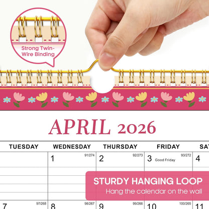 Calendar 2026-2027, Monthly Wall Calendar Runs Until June 2027, 11.5" x 14.8", Spiral Binding Hanging Wall Calendar, Perfect for Home or Office,Floral