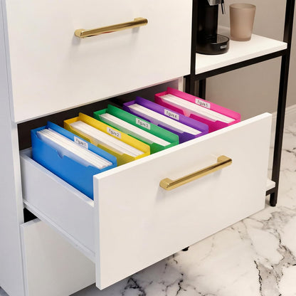 60 Pack File Jackets Letter Size 2 Inch Expansion Manila Plastic File Folders Expandable Heavy Duty Reinforced Straight Cut Tab Expandable Document Jacket for Home Office