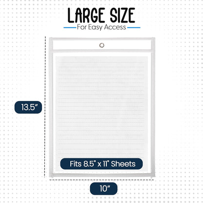 Essex Wares - 6 Pack, Assorted, Dry Erase Pocket Document Protectors, 10" Wide x 13.5" Tall- Dry Erase Clear Plastic Sleeves - Reusable & Easy Erase Plastic Invoice Holders, Water-Resistant & Durable