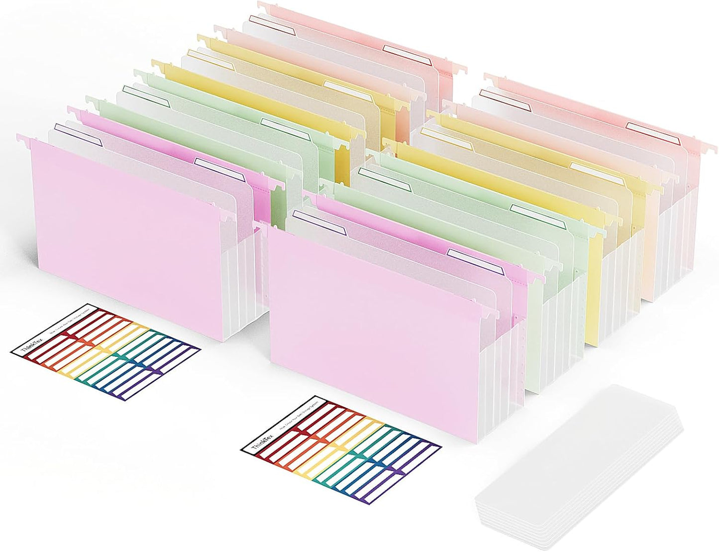 ThinkTex Extra Capacity Plastic Hanging File Folders, 4.72 Inch 8 Pack Reinforced Expanding Hang Folders Letter Size，Accordion Pocket with Movable Dividers,Heavy Duty for Filing Cabinet, Home Office