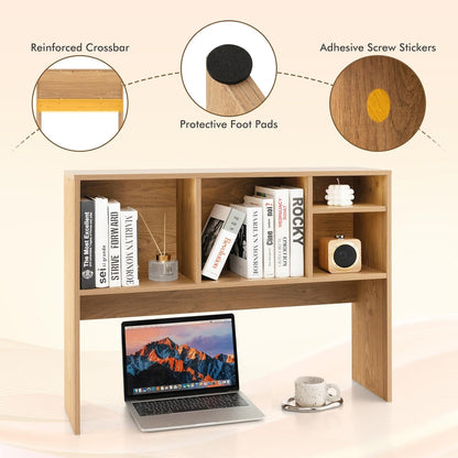 Tangkula Desktop Bookshelf, Countertop Storage Hutch with 5 Shelves for Computer Desk, Desk 3-Tier Display Rack, Multipurpose Wood Desktop Hutch Storage Organizer for Dorm Office Home