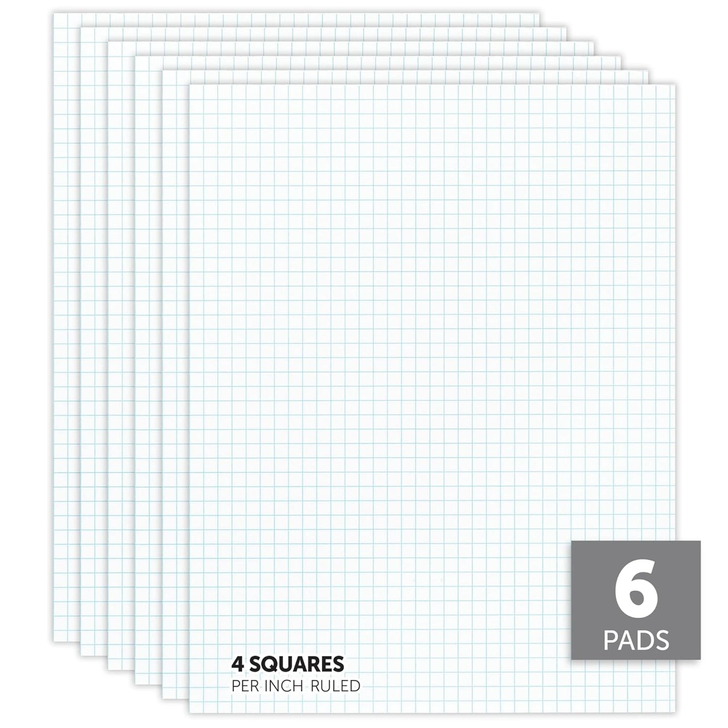 Office Depot Quadrille Pads, 4 x 4 Squares/Inch, 25 Sheets, White, Pack Of 6, 99476
