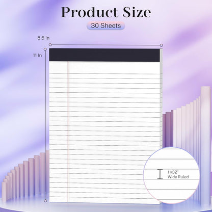 Nichela 5" x 8" Note Pads 6 Pack of Legal Pads Narrow Ruled Notepad with Perforated Notepads 30 Sheets Small Writing Pads 21lb Legal Pad Quality Paper Ideal for Home, Office, or School Use