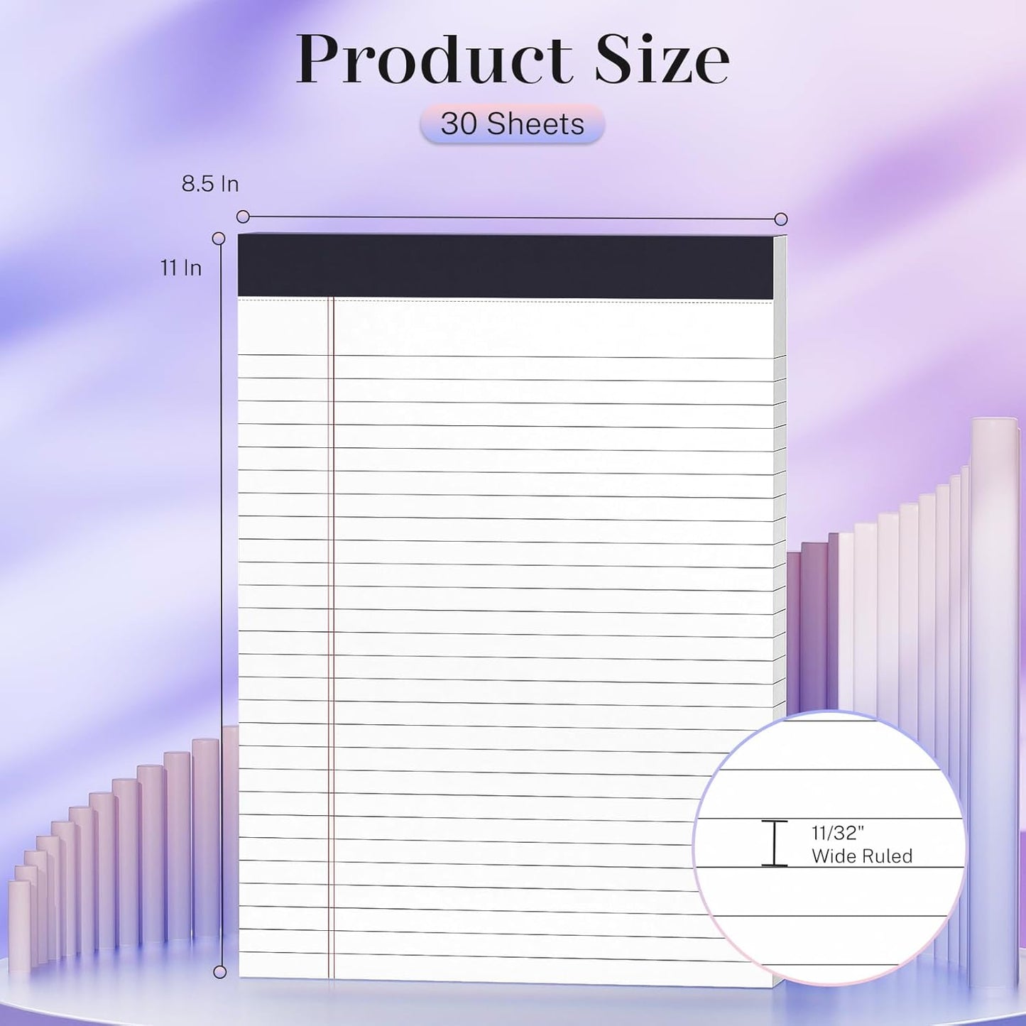 4 Pack Blue Legal Pads 8.5 x 11 Blue Note Pads 8.5 x 11 Notepad 8.5 x 11 Micro Perforated Writing Pads Lined Paper Pads Wide Ruled Pad of Paper 30 Sheets Notebook for Study, To-Do Lists, Office