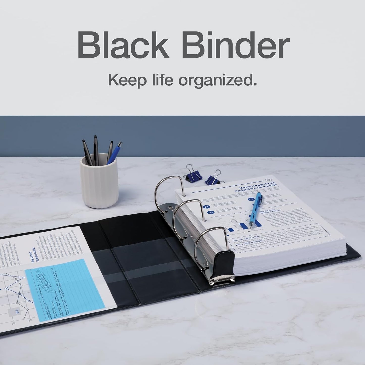 Oxford 3 Ring Binders, Durable Binders for School and Office, 4 Inch, ONE-Touch Easy Open D Rings, View Binder Covers, 4 Interior Pockets, PVC-Free, Holds 880 Sheets, Blue, 2 Pack (79922)